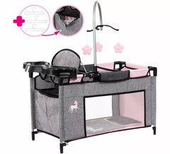 Travel cot for dolls with accessories