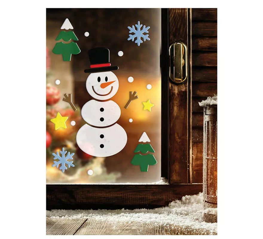 Decoración en Gel de Muñeco de Nieve de 20x25 cm
