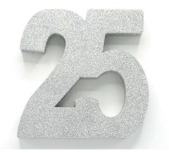 Table decoration Number 25 Silver FOAM 202x205x30 mm