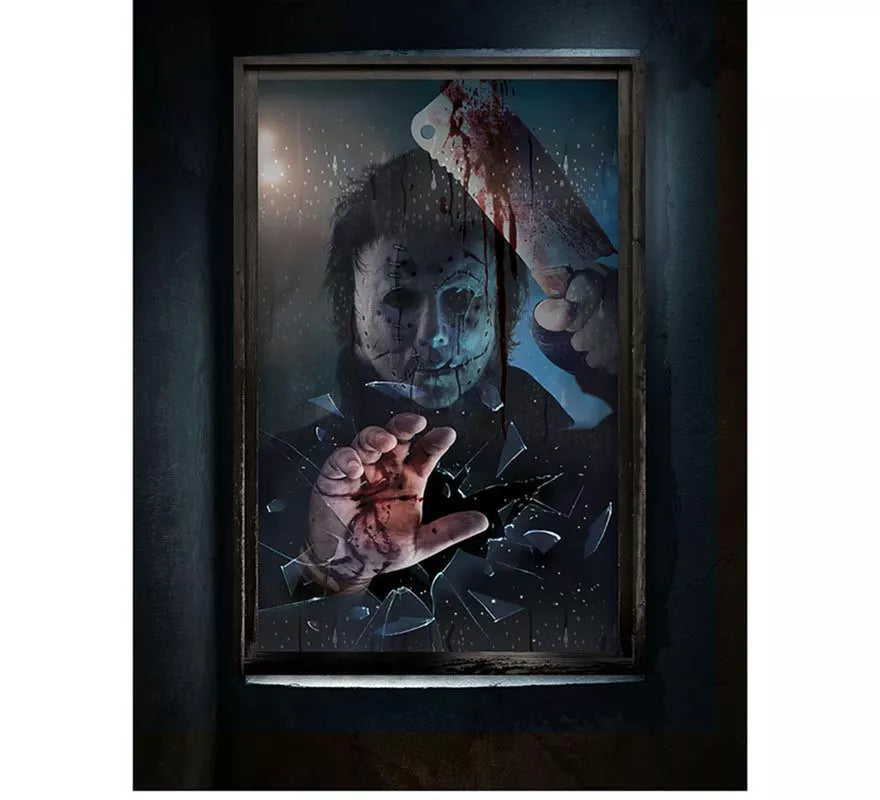Decoración Ventana Asesino Halloween de 80x120 cm