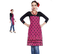 Fuchsia Sevillana apron with black polka dot for adults