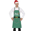 Delantal Merry Christmas verde con bolsillo adulto