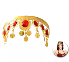 Tiara árabe com pedras vermelhas