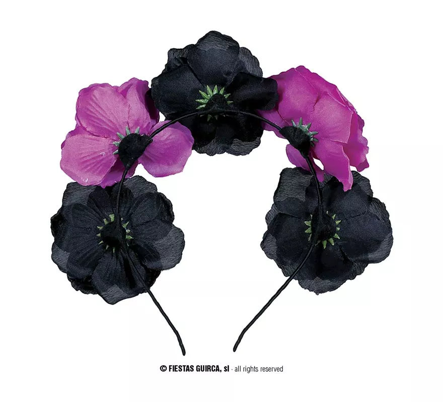 Translation missing: en.Diadema de Catrina Flores negras y púrpura