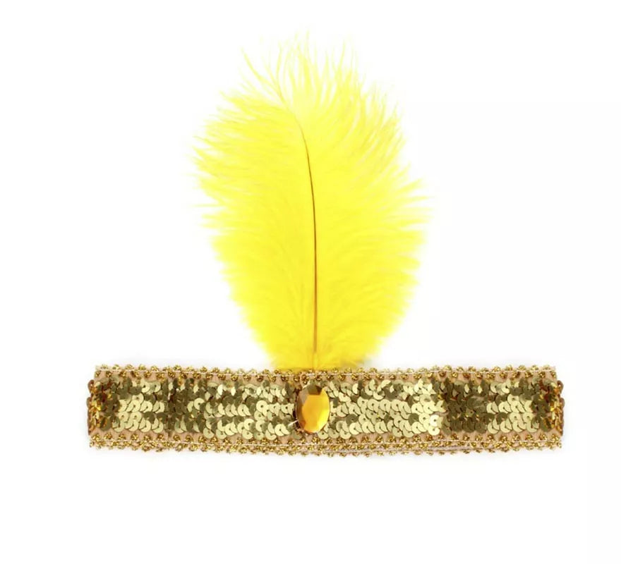 Diadema Charlestón con Pluma y Lentejuelas en varios colores