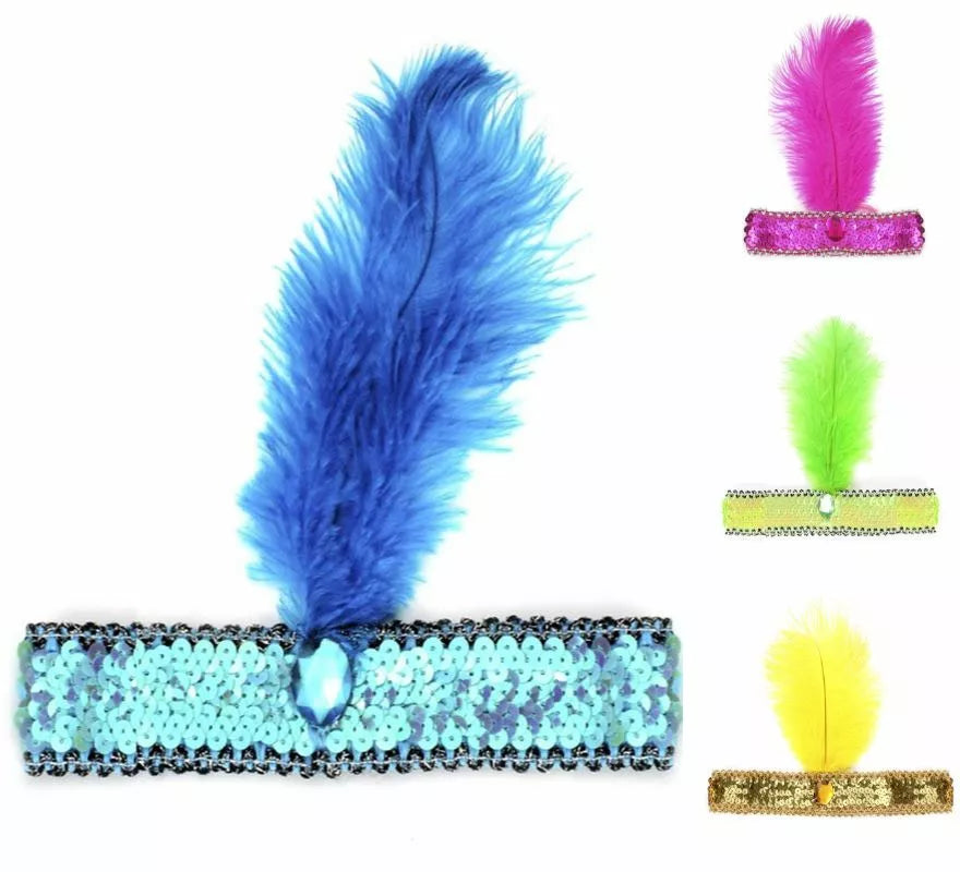 Translation missing: en.Diadema Charlestón con Pluma y Lentejuelas en varios colores