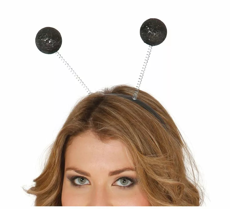 Diadema con antenas y bolas escarcha en varios colores