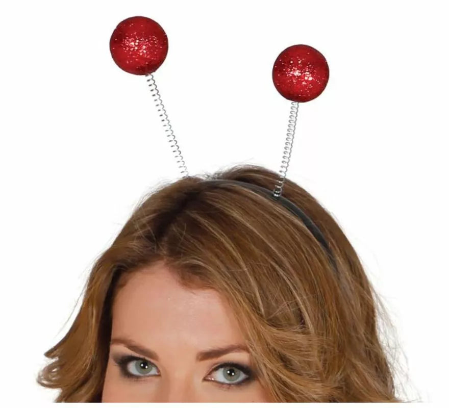 Diadema con antenas y bolas escarcha en varios colores