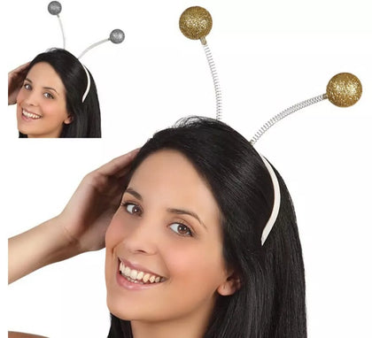 Diadema con Antenas y Purpurina en 2 colores surtidos