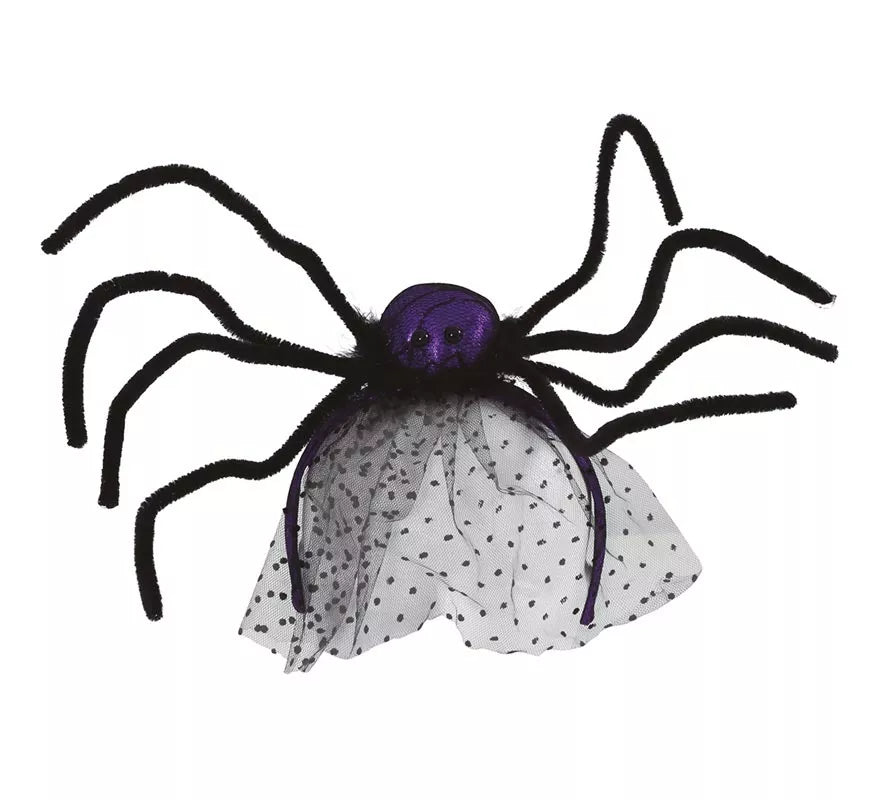 Diadema con Araña Lila y Velo