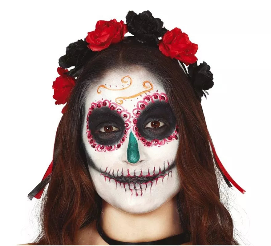 Diadema con Flores Rojas y Negras