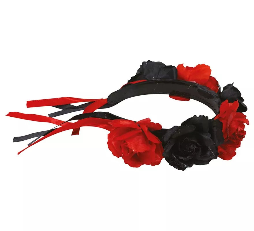 Translation missing: en.Diadema con Flores Rojas y Negras
