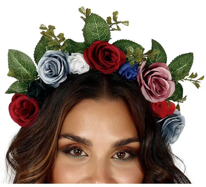 Diadema con Flores y Hojas
