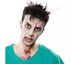 Headband with injected syringe
