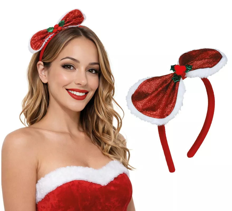 Translation missing: en.Diadema con Lazo Navideño y Acebo