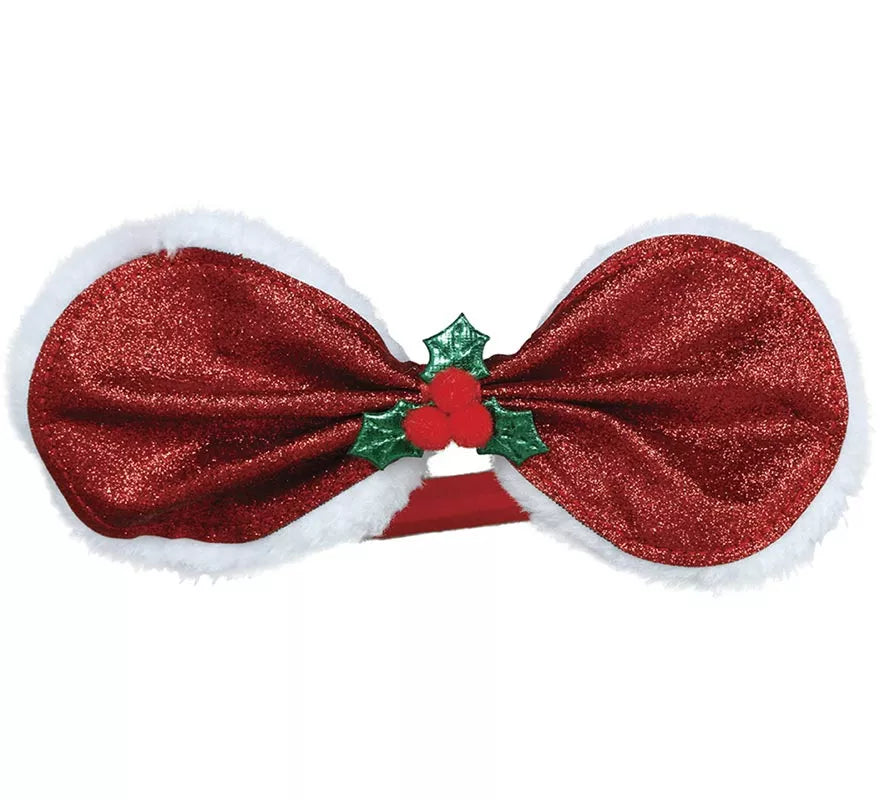 Diadema con Lazo Navideño y Acebo