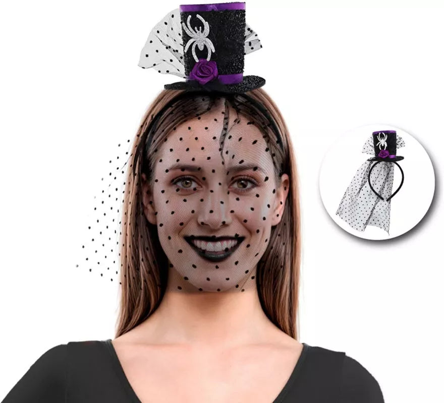 Diadema con Mini Sombrero y Velo