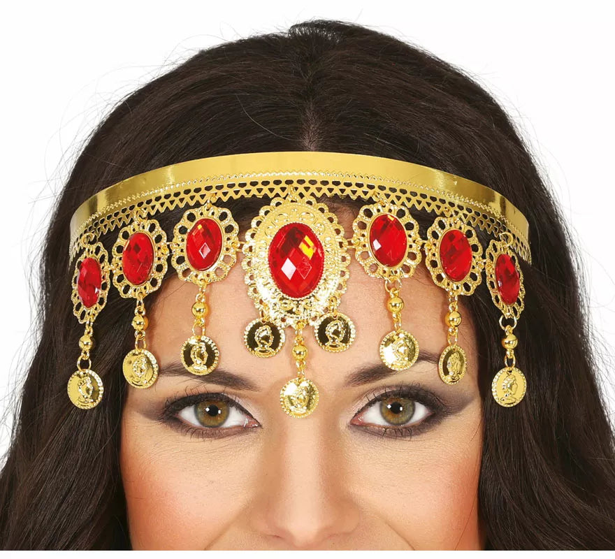 Translation missing: en.Diadema con Piedras rojas metálica