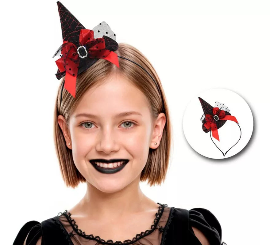 Diadema con Sombrero de Bruja Infantil