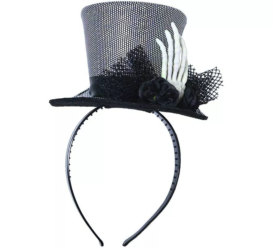 Diadema con Sombrero y Mano Esqueleto