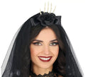 Diadema con Velo Mano y Flor negra