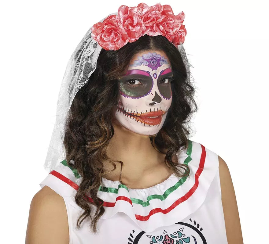 Diadema con Velo y Flores Ensangrentadas