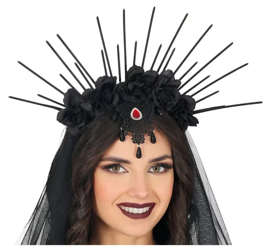 Translation missing: en.Diadema con Velo y Flores negras