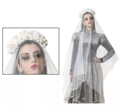 Headband with Veil and White Roses of 129x19