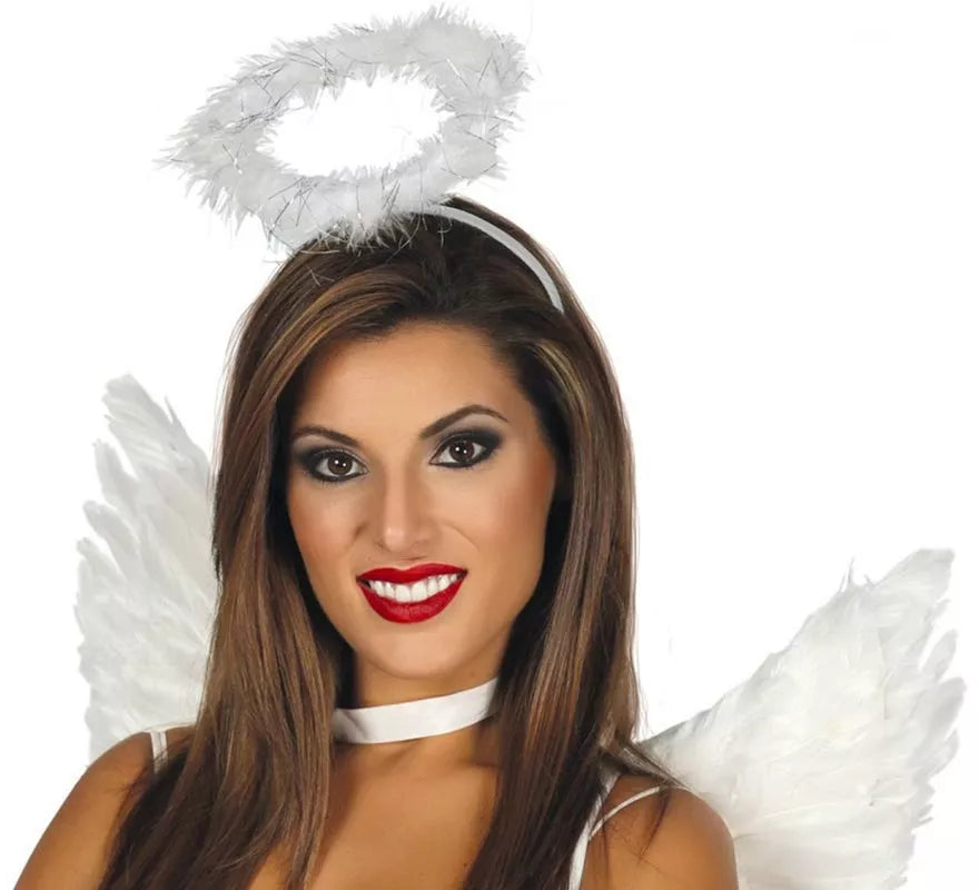 Diadema Corona o Halo marabú Angel Carnaval y Navidad