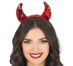 Red Devil Horns Headband Shiny