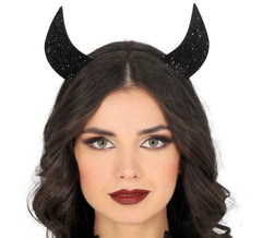 Shiny Black Horns Headband