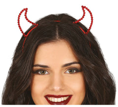 Red Demon Horns Headband with Precious Stones