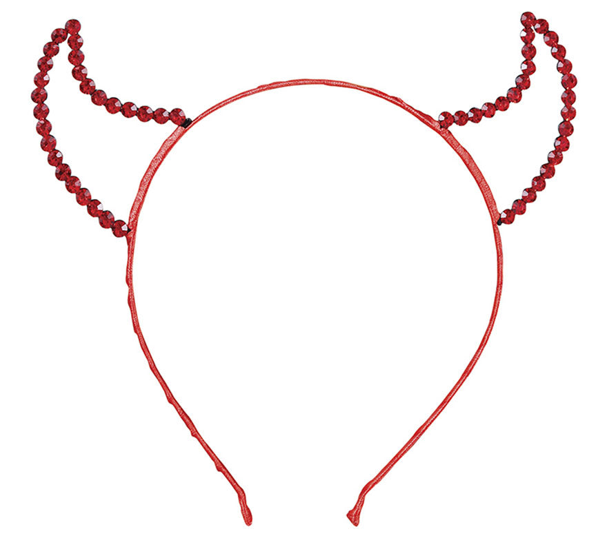 Translation missing: en.Diadema Cuernos Roja de Demonio con Piedras Preciosas