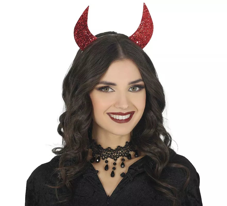 Diadema Cuernos rojo Brillo