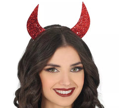 Red Glitter Horns Headband