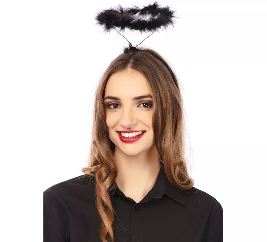 Translation missing: en.Diadema de Ángel negro con halo de 15x7 cm