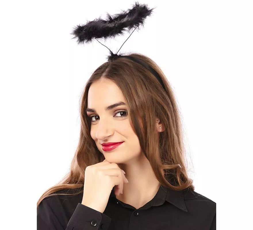 Translation missing: en.Diadema de Ángel negro con halo de 15x7 cm