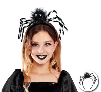 Diadema de Araña negra patas plateada infantil