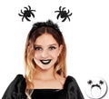 Diadema de Arañas negras brillantes con plumas infantil