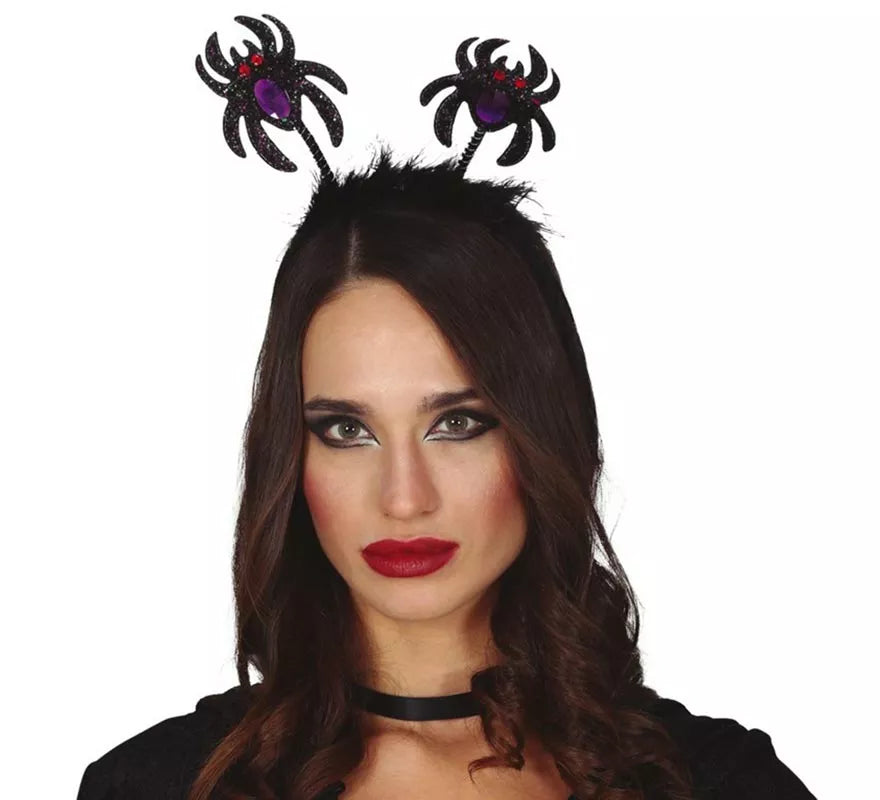 Diadema de Arañas Negras Glitter