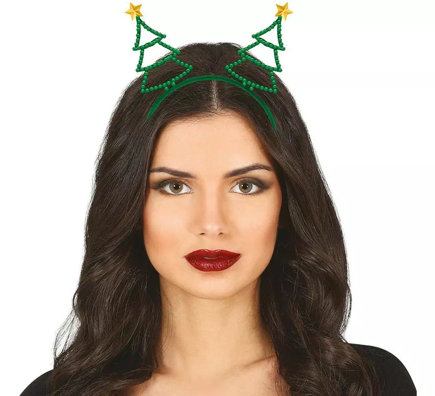 Diadema de Árbol de Navidad de borde metálico