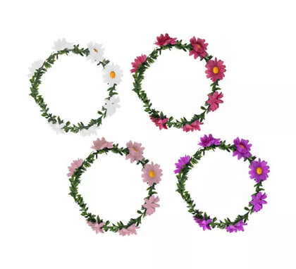 Diadema de Aro Margaritas con hojas verdes colores surtidos