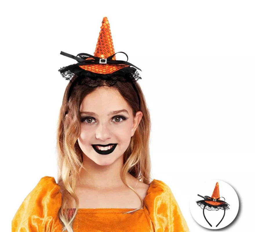 Translation missing: en.Diadema de Bruja con lentejuelas y lazo infantil en varios colores