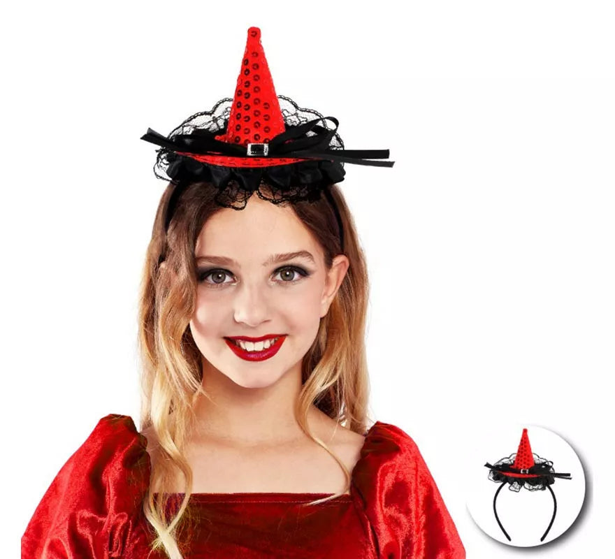 Translation missing: en.Diadema de Bruja con lentejuelas y lazo infantil en varios colores
