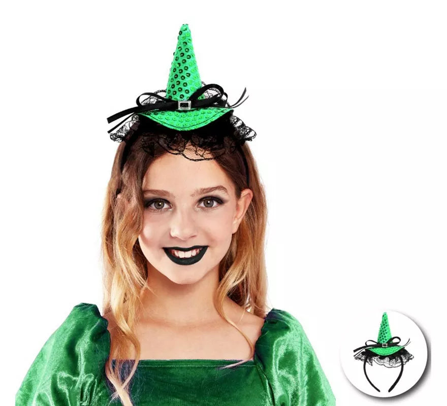 Translation missing: en.Diadema de Bruja con lentejuelas y lazo infantil en varios colores