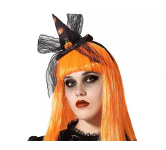 Witch Headband with Mini Pumpkin Hat and Bow