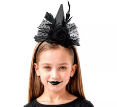 Witch Headband with Black Rose for Children