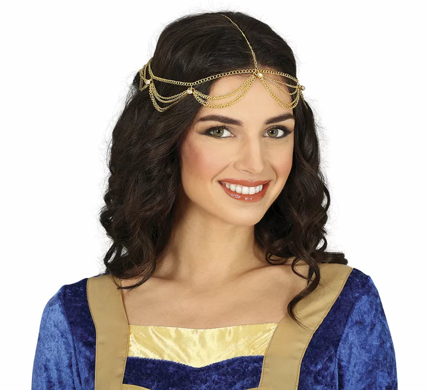 Diadema de Cadena dorada metálica adulto