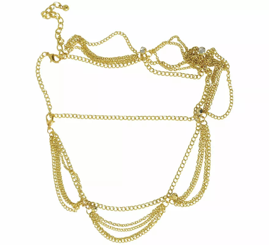 Diadema de Cadena dorada metálica adulto
