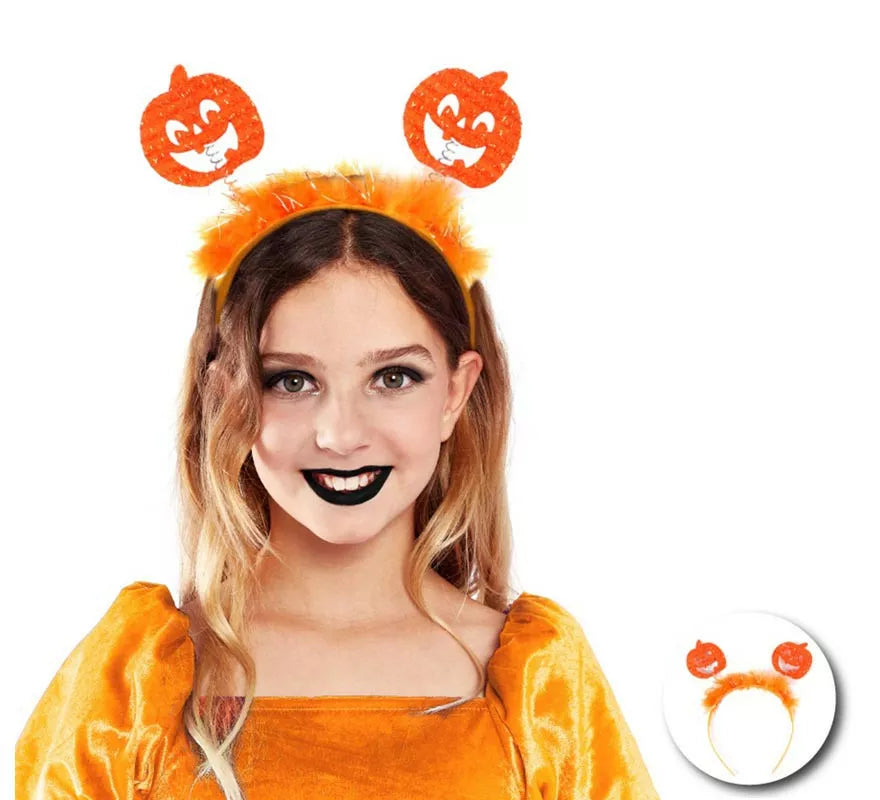 Translation missing: en.Diadema de Calabazas naranjas con plumas infantil